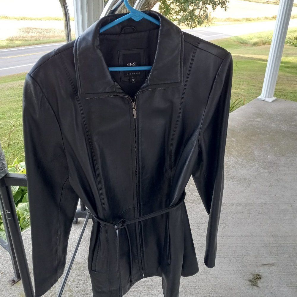 JCL New York Black Leather Jacket W/ belt